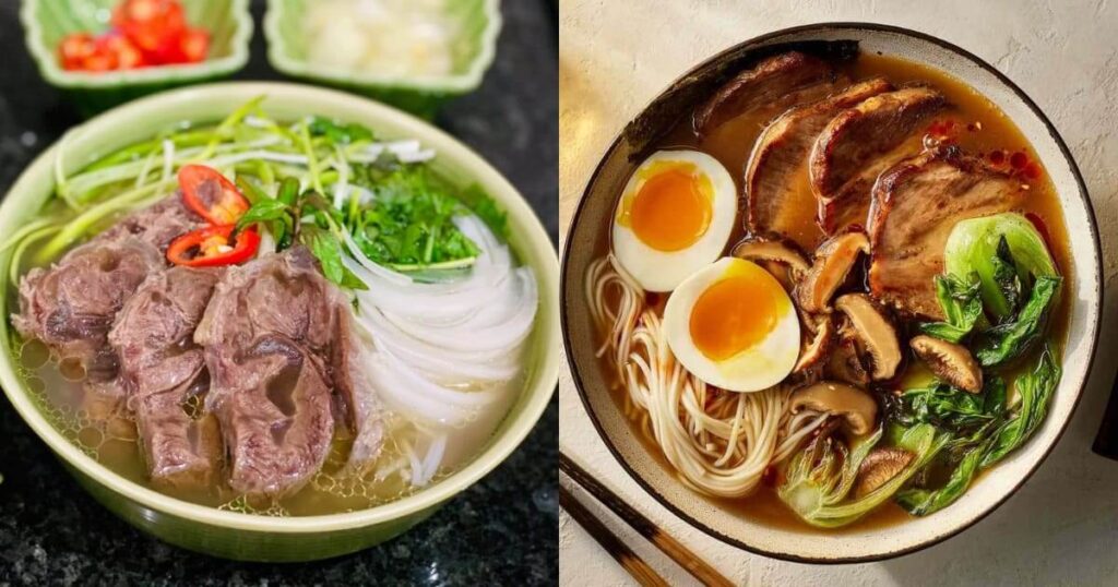 So sánh phở bò Việt Nam và mì ramen Nhật Bản