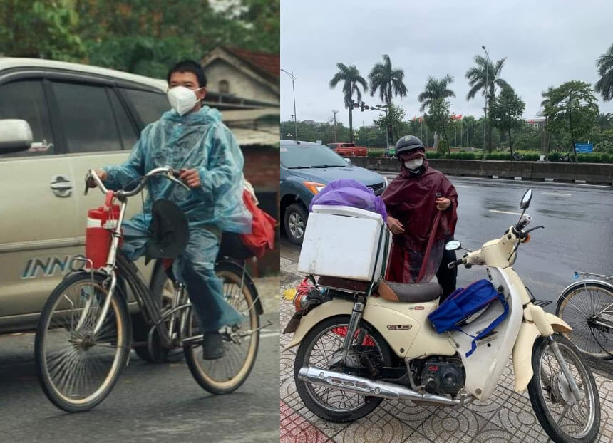 Người dân sử dụng xe đạp và xe máy trong đời sống hàng ngày